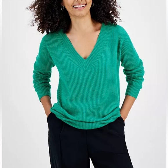 NWT Charter Club 100% Cashmere Green Pullover Sweater - Picture 1 of 9
